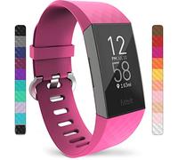 Yousave Accessoires Bracelet Compatible pour FitBit Charge 3 / Fitbit Charge 4, Bracelet De Rechange FitBit Charge 3 / Fitbit Charge 4, Sangle De Sport Remplacement - Petit - Rose Vif