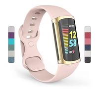 Yousave Accessoires Bracelet Compatible pour Fitbit Charge 5, Bracelet De Rechange Fitbit Charge5, Sangle De Sport Remplacement - Grand - Rose