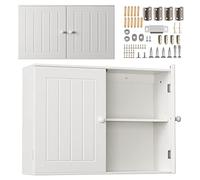 YouseaHome Armoire murale de salle de bain blanche avec 2 portes et étagères réglables, hauteur 50 cm, armoire de rangement en bois à fixation murale