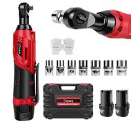 YouseaHome Clé à cliquet électrique sans fil 12 V avec 2 batteries de 2000 mAh, kit d'outils à cliquet 3/8" avec déclencheur de vitesse variable et lumière LED, 7 prises