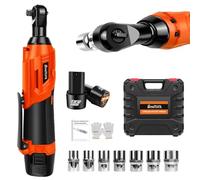 YouseaHome Kit de clé à cliquet électrique sans fil avec 2 batteries de 1500 mAh et chargeur, 3/8" 12 V Power Tournevis à cliquet électrique avec 7 prises, 2300 tr/min Vitesse variable