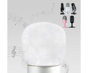YOUSHARES Blue Yeti Bonnette Micro Anti Vent, Mousse Micro en Fourrure Filtre Anti Pop Compatible avec Micro Razer Seiren Mini/V3 Mini/V2 X, Yeti X, Fifine AM8, HyperX SoloCast, Bonnette ASMR Blanc