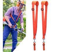 YOUSHARES Harnais Débroussailleuse - Tondeuse à Harnais Une Epaule avec Ceinture de Nylon Durable Adjuestable pour STIHL FS,Taille-Bordures série km (2 Pièces) 2 Sangles Orange
