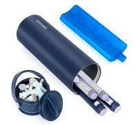 YOUSHARES Pochette Isotherme Insuline, 48H Trousse Isotherme Médicament Voyage pour Diabetique, Bouteille Isotherme pour Stylo Insuline avec Glacière, Sac pour Seringue, Injection, Bleu Marine