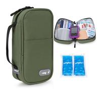 YOUSHARES Pochette Isotherme Insuline avec 2 Poche de Glace 80G, Trousse Isotherme Voyage pour Diabetique, Sac Isotherme Transport Insuline pour Seringues, Piqûre, Insuline Stylo, Medicament, Vert