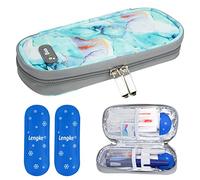 YOUSHARES Pochette Isotherme Insuline - Trousse Isotherme Médicament pour Transporter Les Médicaments - Etui Isotherme Insuline avec 2 Sac de Glace(Marbre Vert)