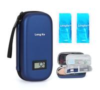YOUSHARES Pochette Isotherme Insuline Voyage, Trousse Isotherme Stylo Injection Affichage de la Température avec Poche de Glace Approuvée par TSA, Sac Isotherme Medicament Diabetique, Bleu Marine