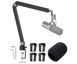 YOUSHARES SM7dB Bras Micro, Support Micro pour Shure SM7dB, Pied de Micro Shure avec Bonnette en Mousse Anti-pop, Type Tubulaire, Perche Micro Shure SM7dB Microphone Dynamique pour Streaming