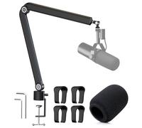 YOUSHARES SM7dB Bras Micro, Support Micro pour SM7dB, Pied de Micro avec Bonnette en Mousse Anti-pop, Type Tubulaire, Perche Micro SM7dB Microphone Dynamique pour Streaming