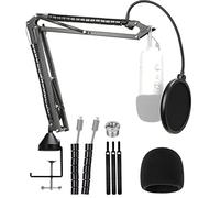 YOUSHARES Support Professionnel Réglable pour Blue Yeti avec Filtre Antipop, Perche Micro et Pince de Table Mise à Jour Compatible avec Microphone Yeti