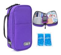 YOUSHARES Trousse Isotherme Insuline avec 2 Poche Glacière 80G Insuline, Sac Isotherme Insuline pour Diabetique, Pochette Isotherme pour Medicament, Voyage, Stylo Insuline, Injection, Seringue, Violet