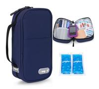 YOUSHARES Trousse Isotherme Insuline avec 2 Poche Glacière 80G, Sac Isotherme Insuline pour Diabetique, Pochette Isotherme pour Medicament, Voyage, Stylo Insuline, Injection, Seringue, Bleu Marine