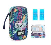 YOUSHARES Trousse Isotherme Insuline - Sac Isotherme Medicament Voyage pour Diabetique Affichage de la Température, Pochette Isotherme Insuline Injection avec Poche Glacière, Forêt Tropicale