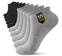 YouShow 10 Paires Chaussettes Basses Homme Coton, Soquette Femme, Chaussette Courte Respirantes Sport Running Unisexe Noir Gris 43-46