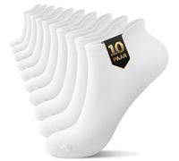 YouShow 10 Paires Chaussettes Homme 43-46 Coton Courtes, Chaussette Basses Femme, Socquettes Blanc Classic Unisexe Respirantes