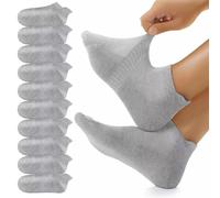 YouShow 10 Paires Chaussettes Homme Femme Sport, Chaussettes Basses Homme Femme Socquettes Courtes Respirantes Coton Randonnée Marche Running Gris 35-38