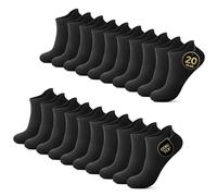 YouShow 20 Paires Chaussettes Homme Femme, Noir Sport Coton Socquettes Respirant Courtes Chaussettes Basses Femmes Antiderapante, Convient Pour Le Travail, Les Loisirs 35-38