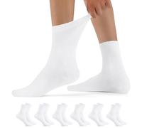 YouShow 6 Paires Diabetiques Chaussettes Homme Femme sans Elastique Coton non Comprimantes Confortable Blanc 35-38