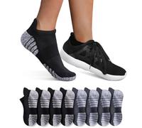 YouShow 8 Paires Chaussettes Homme Femme de Sport en Coton Socquettes Courtes Respirantes(4x Noir + 4x Gris foncé,47-50)