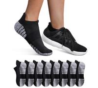 YouShow 8 Paires Chaussettes Homme Femme de Sport en Coton Socquettes Courtes Respirantes(8x Noir,43-46)