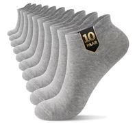 YouShow Chaussette Courtes Homme Femme 10 Paires, Coton Socquettes Unisexe, Chaussette Basses Respirant Sport OEKO-TEX Standard 100 Gris 47-50