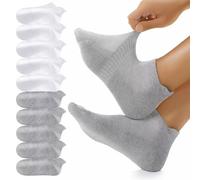 YouShow Chaussettes Basses Homme Femme, 10 Paires Lot de Socquettes Sportives en Coton Doux et Respirant Blanc Girs 43-46