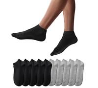 YouShow Chaussettes de Basket - 10 Paires mi Chaussettes Courtes Coton Unisexe OEKO-TEX Standard 100 (Noir et Gris, 39-42 EU)