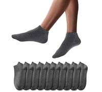 YouShow Chaussettes de Basket 10 Paires Mi-Courtes Coton Unisexe Hommes Femmes OEKO-TEX Standard 100 (Gris Foncé, 43-46)