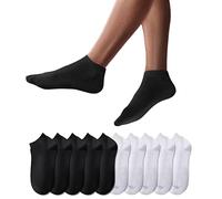 YouShow Chaussettes de Basket Hommes Femmes 10 Paires Chaussettes mi Chaussettes Courtes Coton Unisexe OEKO-TEX Standard 100(Noir et Blanc,47-50 EU)