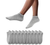 YouShow Chaussettes de Basket Hommes Femmes 10 Paires Chaussettes mi Chaussettes Courtes Coton Unisexe OEKO-TEX Standard 100(Gris,35-38 EU)