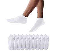 YouShow Chaussettes de Basket Hommes Femmes 10 Paires Chaussettes mi Chaussettes Courtes Coton Unisexe OEKO-TEX Standard 100(Blanc,47-50 EU)