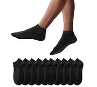 YouShow Chaussettes de Basket Hommes Femmes 10 Paires Chaussettes mi Chaussettes Courtes Coton Unisexe OEKO-TEX Standard 100(Noir,35-38 EU)
