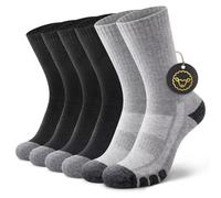 YouShow Chaussettes de Randonnée en Laine Mérinos Homme Femme, Anti-Ampoules, Chaussettes Sports pour Trekking, Cyclisme, Trail Running, Chaussettes Hiver Chaude, 3 Paires Noir Gris 39-42