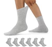 YouShow Chaussettes Diabetiques Homme Femme 6 Paires sans Elastique non Comprimantes Coton Chaussettes Grise 47-50