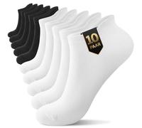 YouShow Chaussettes Femme Basses 10 Paires, Chaussette Homme Courtes, Coton Socquettes Respirant Antiderapante Noir Blanc 35-38