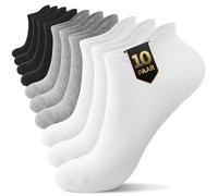 YouShow Chaussettes Homme Femme Basses 10 Paires, Chaussette Coton Courtes, Socquettes Unisexe Sport Respirant Antiderapante Noir Blanc Gris 47-50