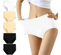 YouShow Culottes Femmes Coton Taille Haute Lot de 5 Slips Elasticité Ventre Plat(Abricot à la Mode,XXL)