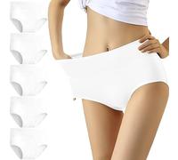 YouShow Culottes Femmes Coton Taille Haute Lot de 5 Slips Elasticité Ventre Plat(Blanc,M)