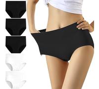 YouShow Culottes Femmes Coton Taille Haute Lot de 5 Slips Elasticité Ventre Plat(Mode Blanc,S)