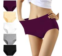 YouShow Culottes Femmes Coton Taille Haute Lot de 5 Slips Elasticité Ventre Plat(Multicolore,3XL)