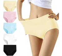 YouShow Culottes Femmes Coton Taille Haute Lot de 5 Slips Elasticité Ventre Plat(Multicolore02,M)