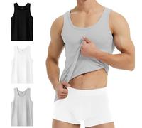 YouShow Débardeur Homme Coton Peigné Lot 3 Marcel Homme Fitness Maillot de Corps Noir Blancs Grise L