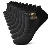 YouShow Lot de 10 paires de chaussettes de sport courtes et respirantes en coton pour homme et femme, Noir x 10, 43-46
