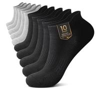 YouShow Lot de 10 paires de chaussettes de sport courtes et respirantes en coton pour homme et femme, Noir x 5 + Gris x 5, 39-42