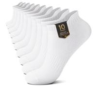 YouShow Lot de 10 paires de chaussettes de sport courtes et respirantes en coton pour homme et femme, Blanc x 10, 39-42