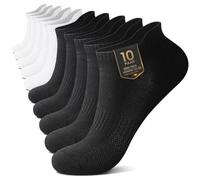YouShow Lot de 10 paires de chaussettes de sport courtes et respirantes en coton pour homme et femme, Noir x 5 + Blanc x 5, 39-42