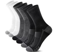 YouShow Lot de 6 paires de chaussettes de randonnée, de tennis, de sport, rembourrées, respirantes et douces en coton, 2 noires, 2 blanches, 2 gris foncé, 35-38