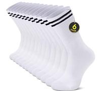 YouShow Lot de 6 paires de chaussettes de tennis pour homme et femme - Chaussettes de sport respirantes - Chaussettes rétro en coton - Blanc et noir, Blanc x 6, 47-50