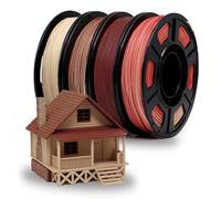 YOUSU Lot de 4 filaments PLA en bois bicolore 1,75 mm pour imprimante 3D avec fibres de bois véritable, compatible avec la plupart des imprimantes 3D FDM, 4 x 250 g
