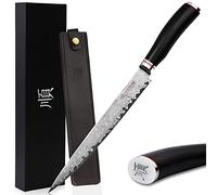 YOUSUNLONG Couteau à viande couteau à fileter Pro Sashimi couteau 24,5 cm - droitier - manche damassé japonaise VG10 en ébène naturel avec étui en cuir